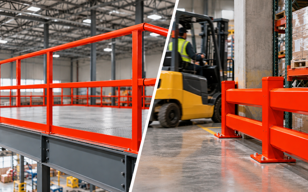 Examples of different guard railing in warehouse setting